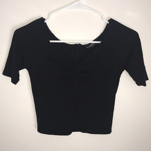 Black Ruched Crop Top